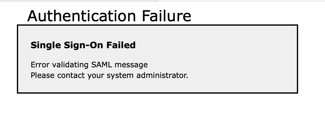 Single Sign-On Failed error