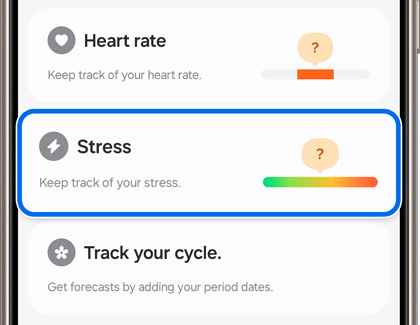 Stress tracker highlighted in Samsung Health