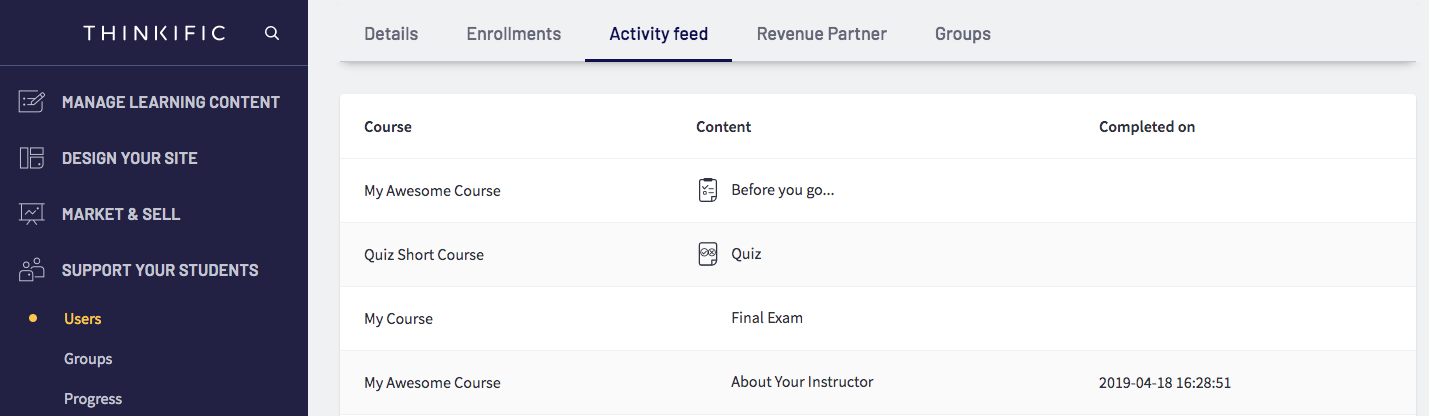 Student Management and Tracking for Thinkific