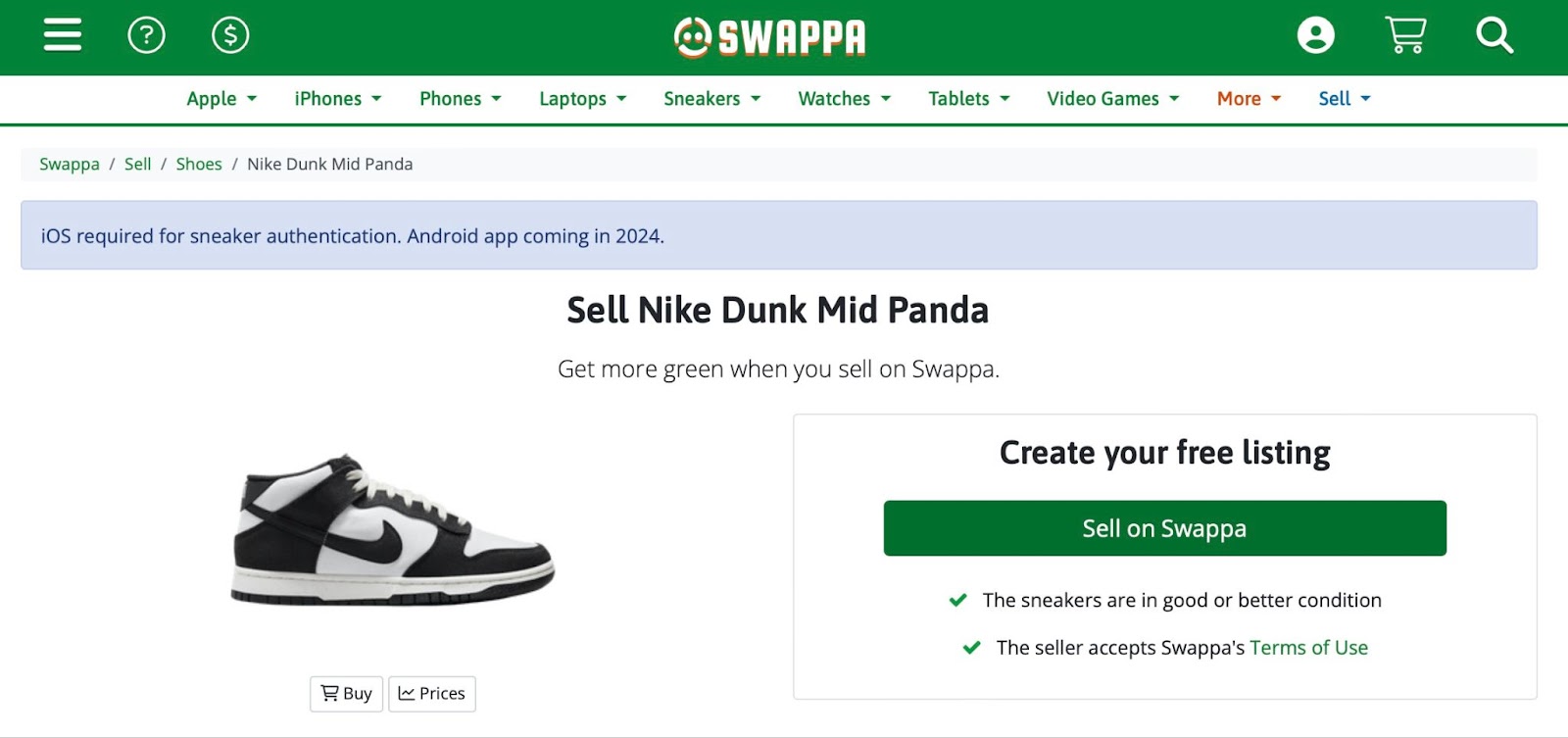Sell shoes on Swappa