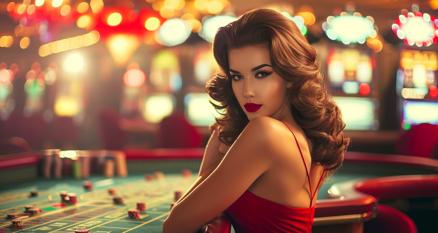 Девушка за игральным столом в казино