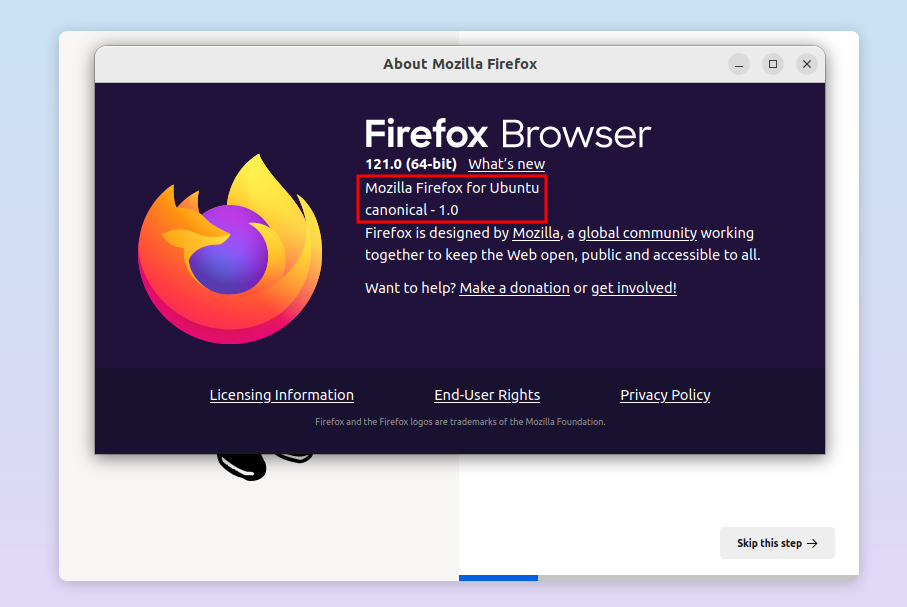 Checking new Firefox package version on Ubuntu