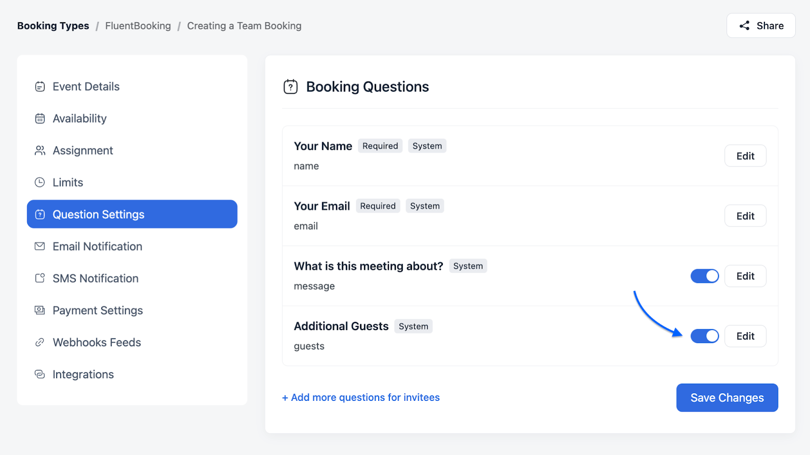 enabling additional guests in fluentbooking