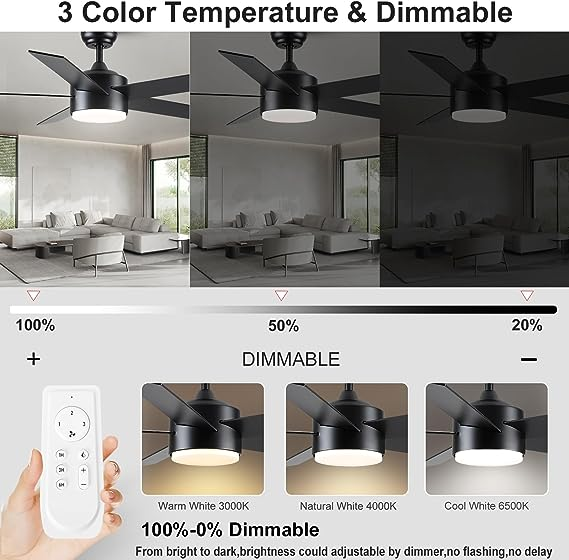 3 color temperatures & dimmable