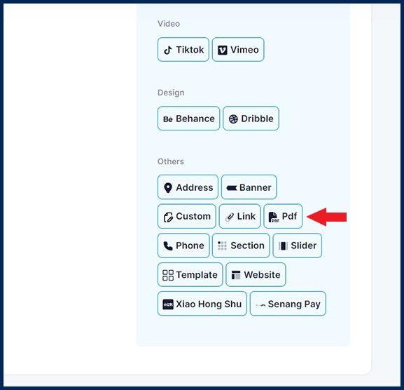 add a PDF file to your digital business card