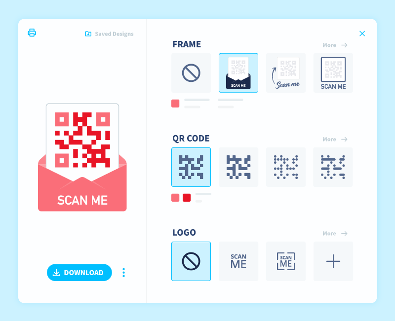 An overview of the QR Code customization panel in QR Code Generator.