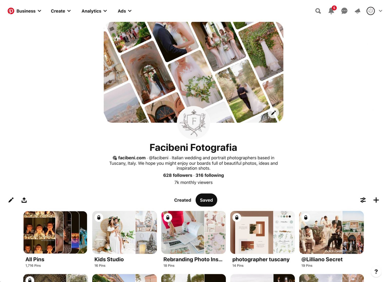 example of a Pinterest board