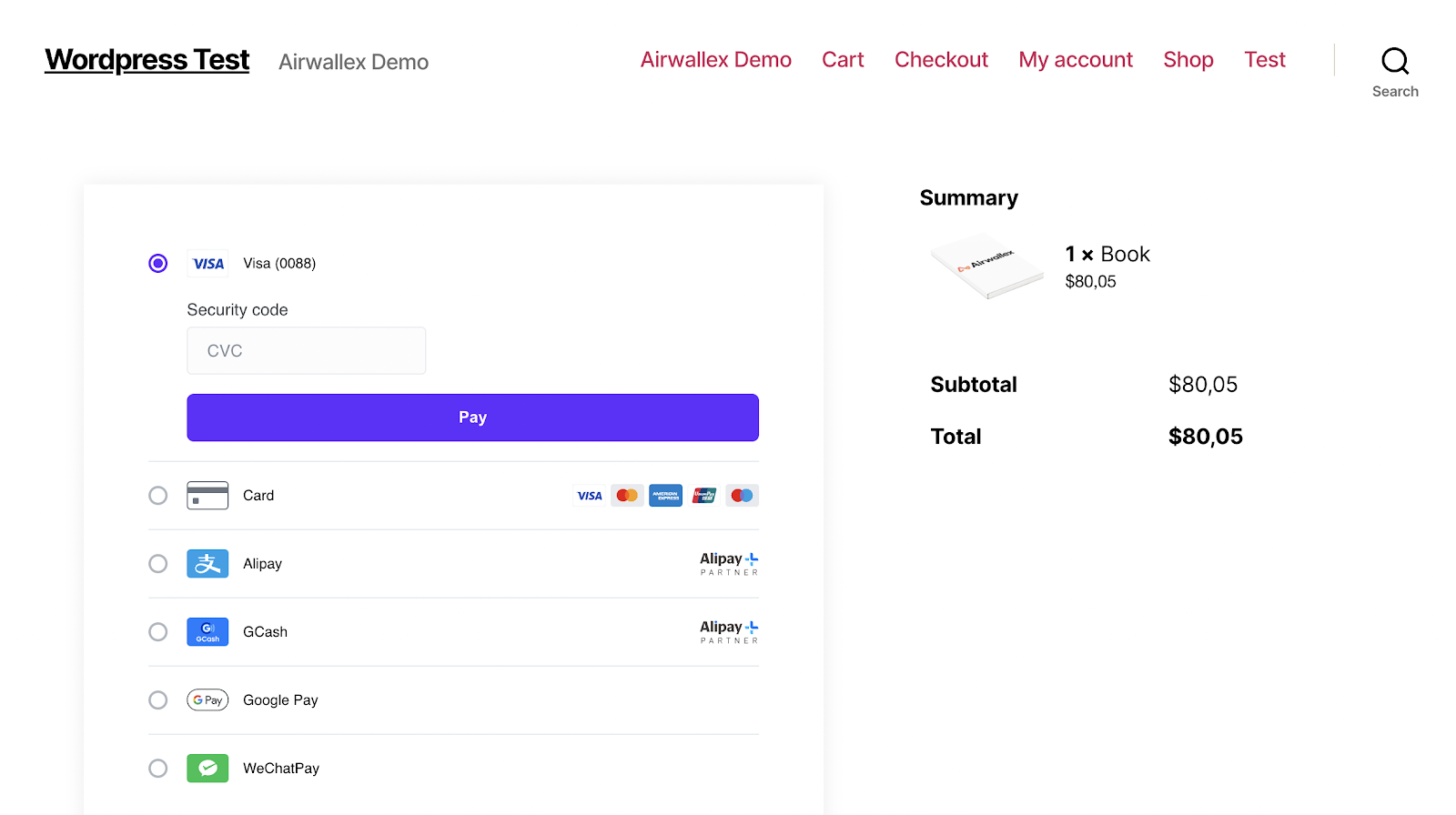 Woocommerce - step 3 - all payment methods - check exp - CIT