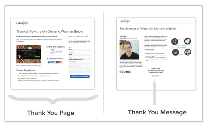 hubspot Thank You Page
