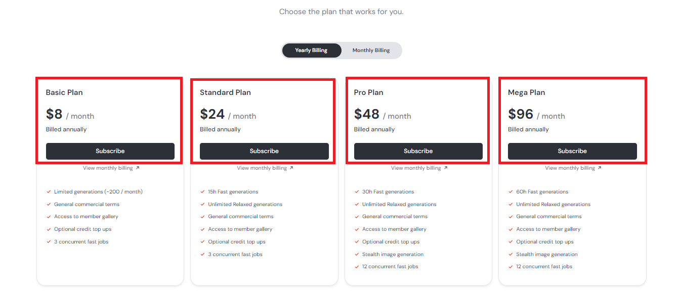 pricing plan