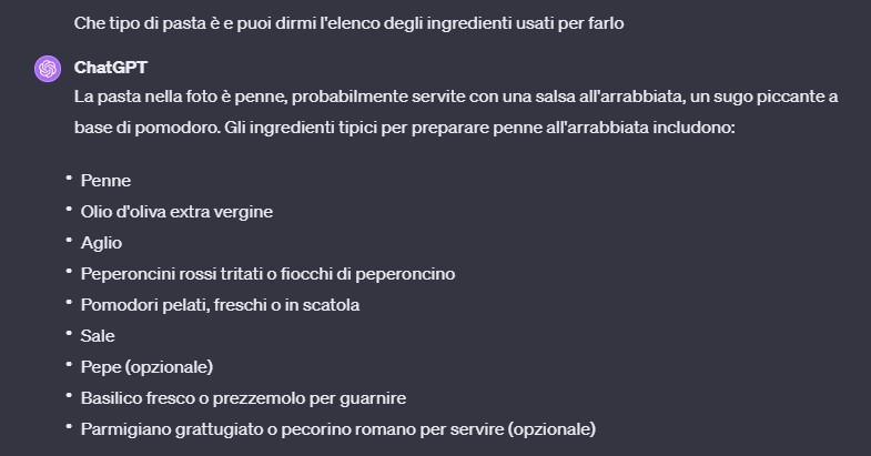 Utilizzo di chatgpt per la ricetta