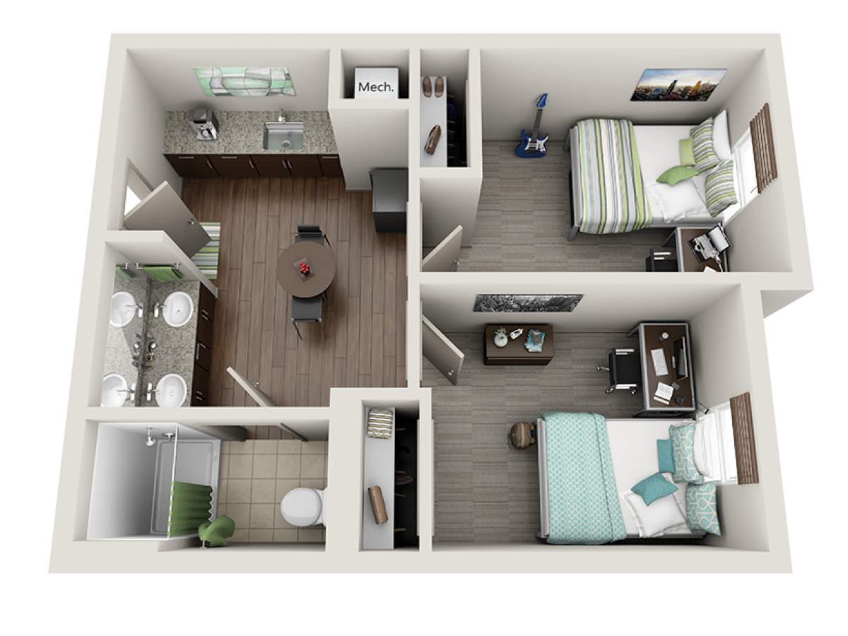 Floor plan of two bedroom suite