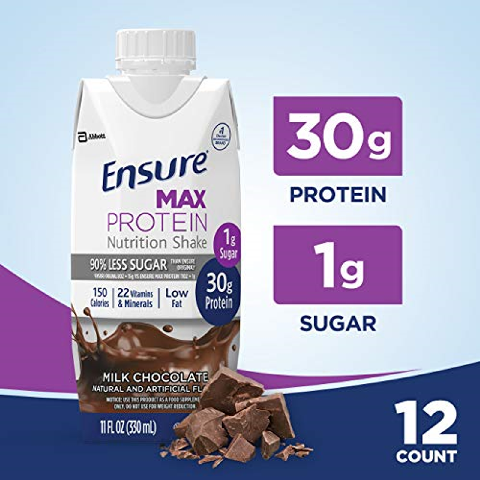 Ensure Max Protein Nutrition Shakes Milk Chocolate 11 oz - 12 Pack