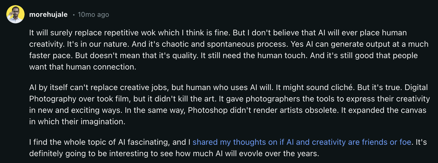 Thoughts about AI's impact on creativity
