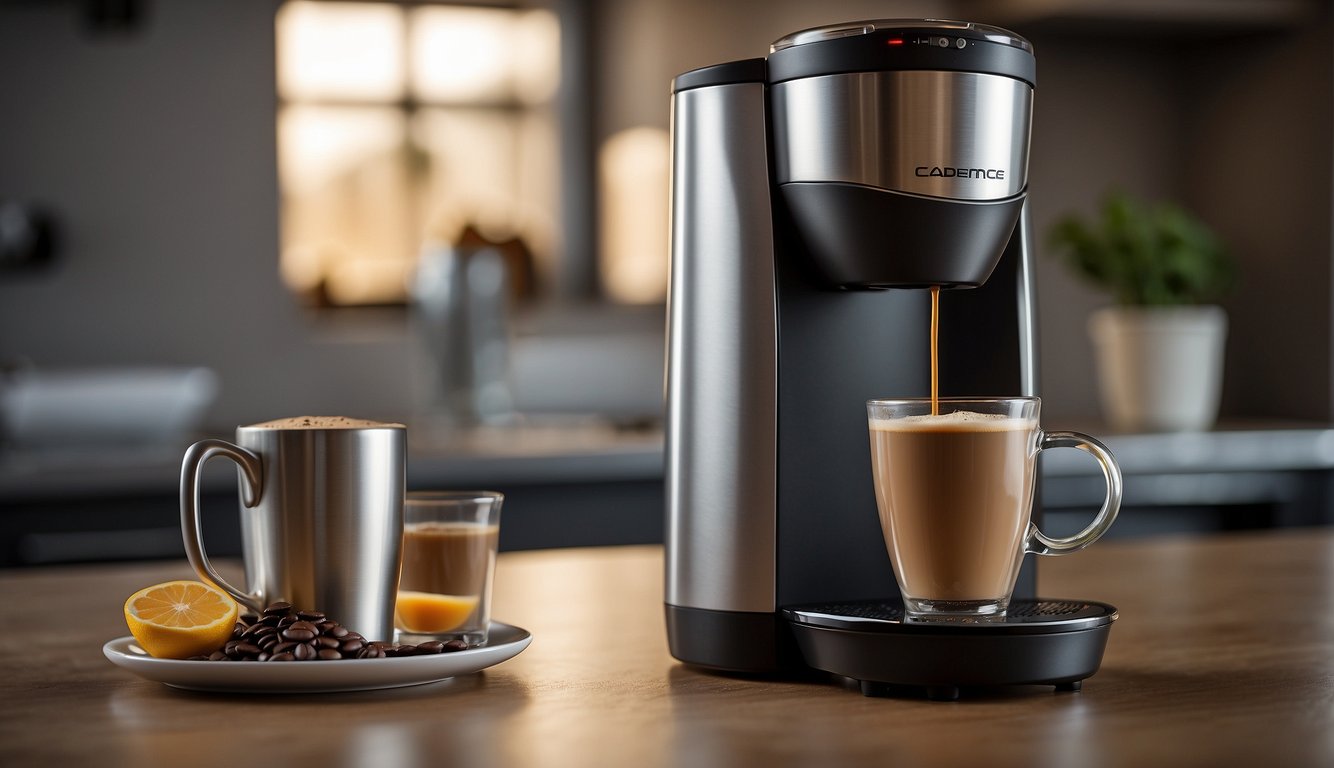 A Cadence To Go electric coffee maker with a thermal cup