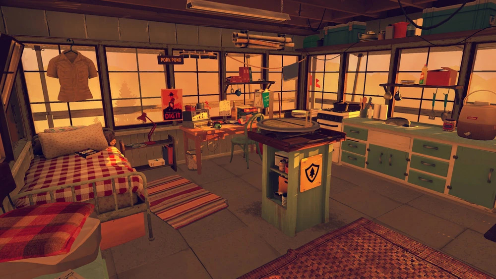 An in game image of the inside of Thorofare Lookout from Firewatch