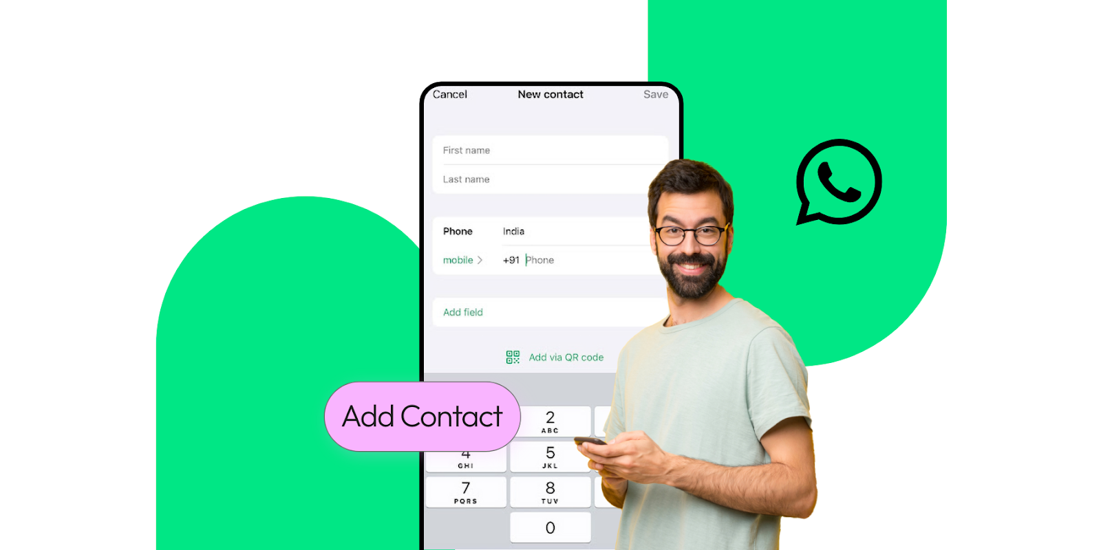 adding new contacts for WhatsApp login