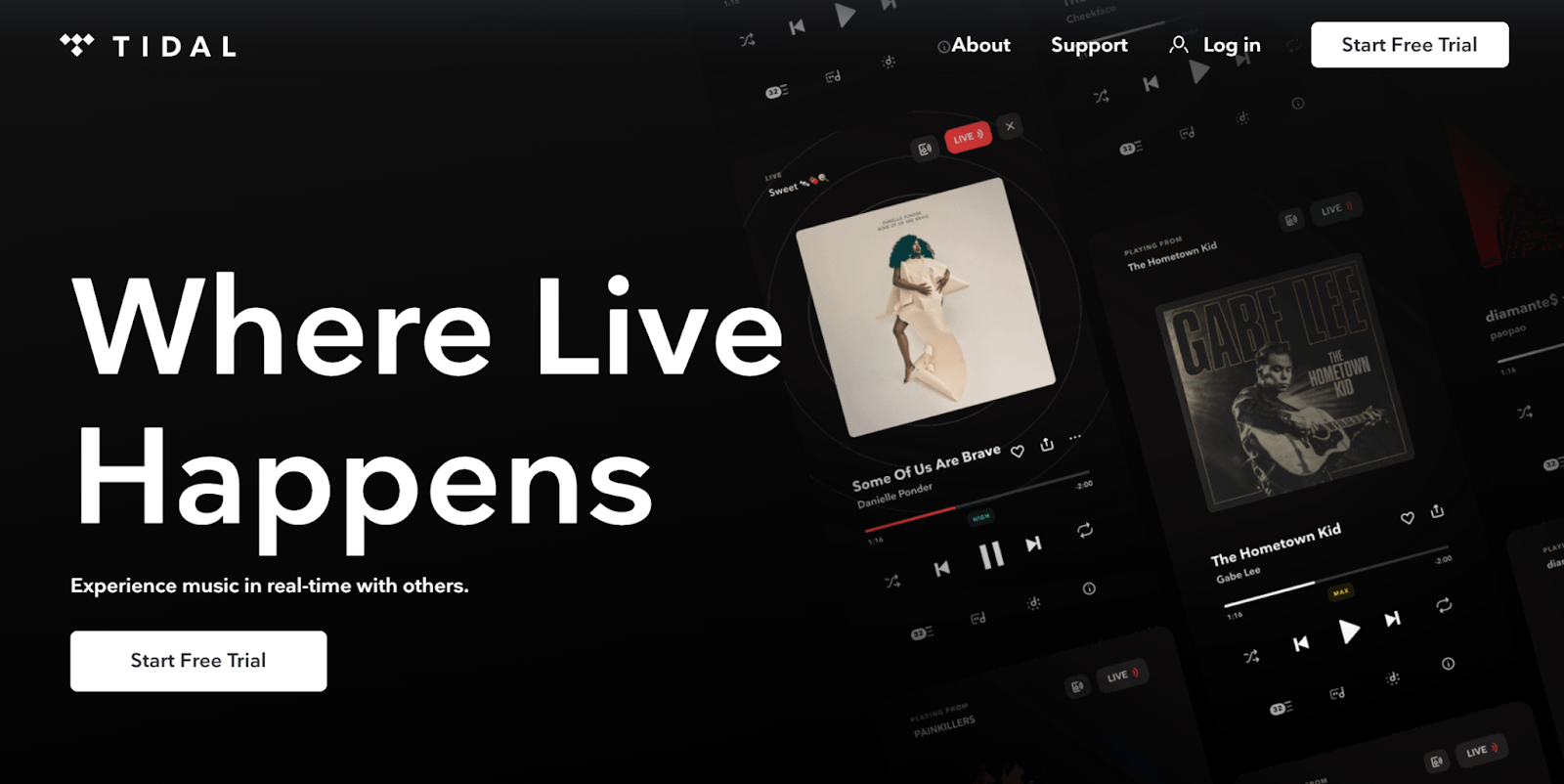 Tidal website home page