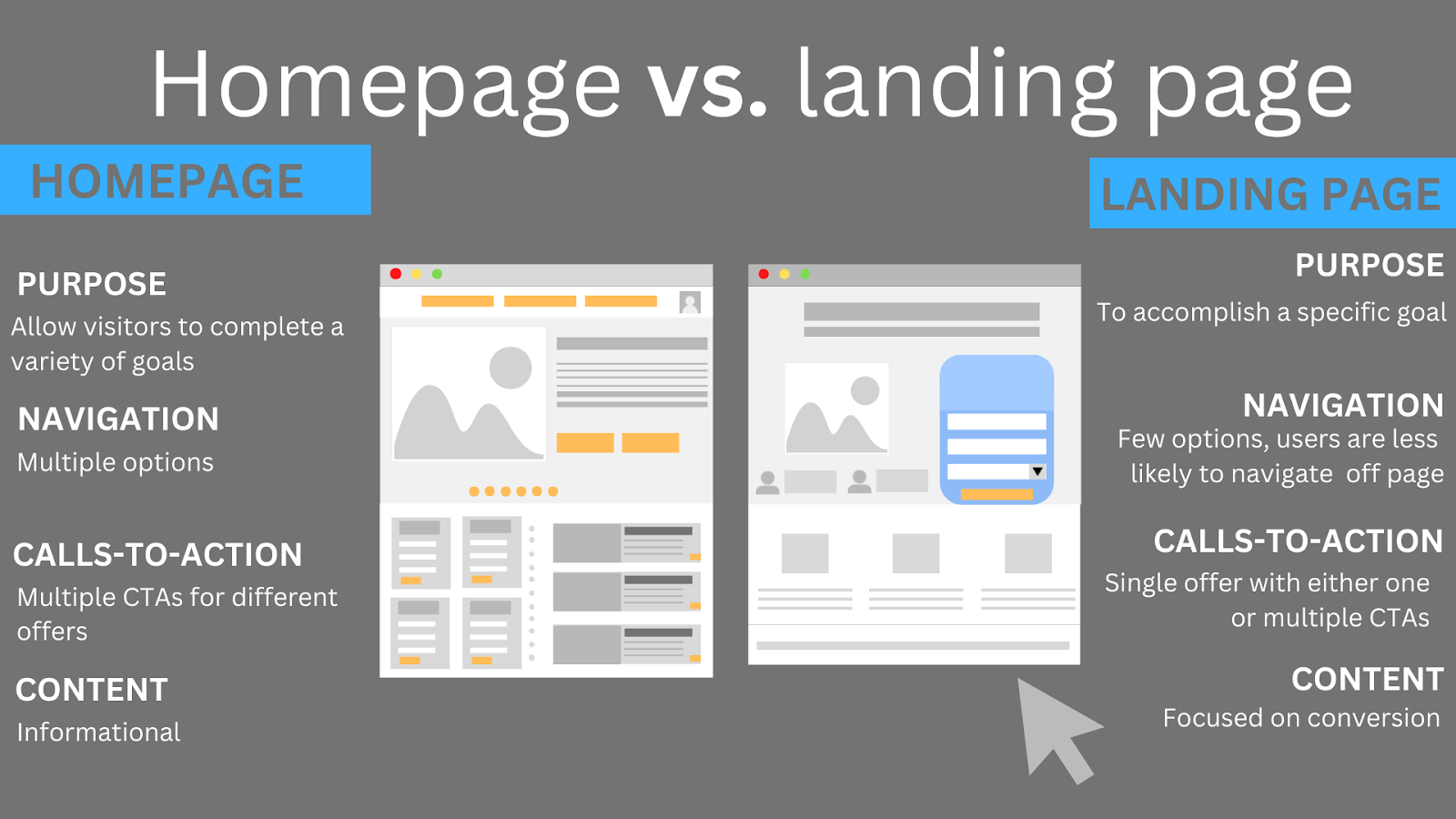 homepage vs landing page