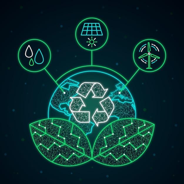 Ilustração de um conceito sustentável para indústria de energia