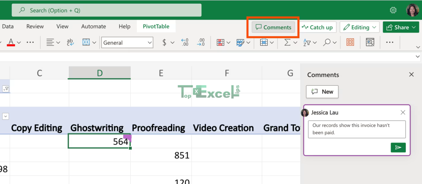 this image shows How to Add Comments in Excel