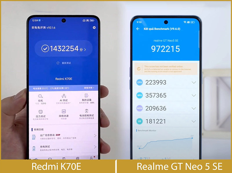 so sánh Realme GT Neo 5 SE