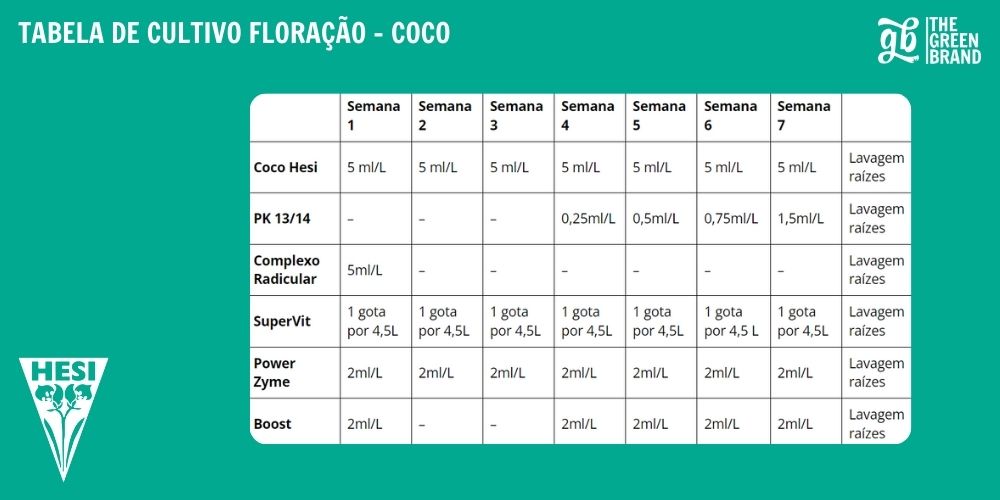 Tabela floração coco - hesi