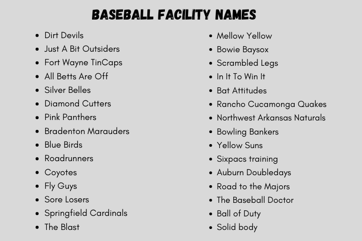 Baseball Facility Names