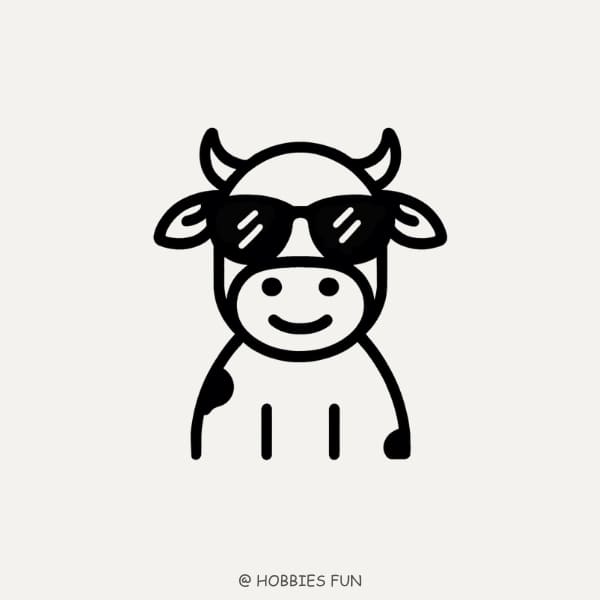 cow drawing cool, Cow with Sunglasses