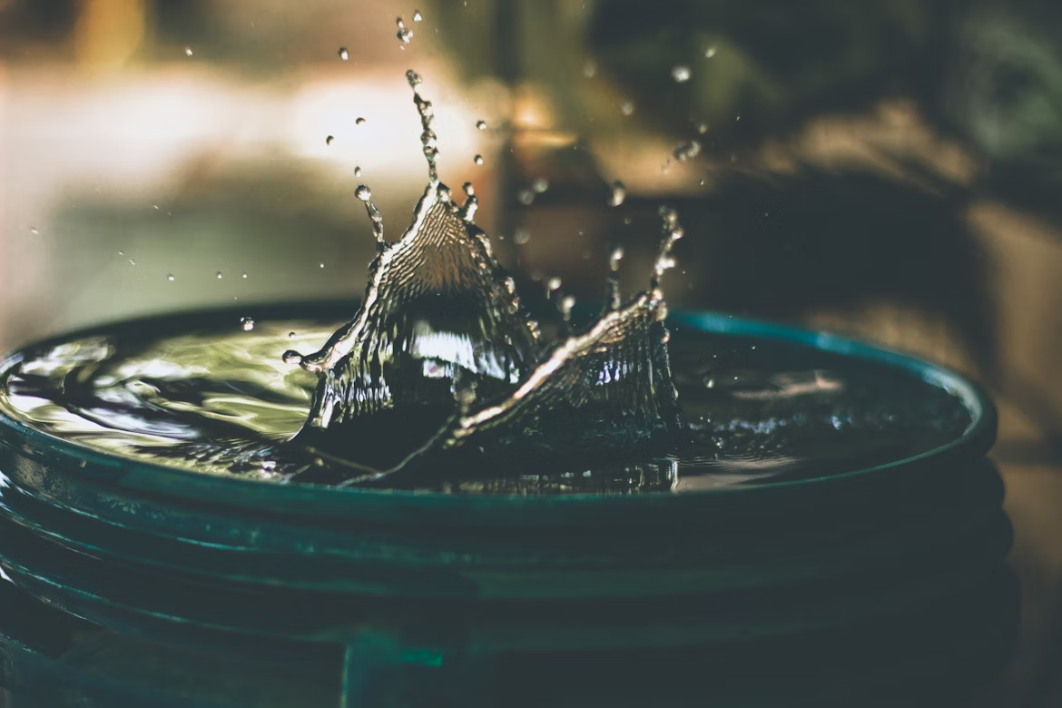 a splash in a bucket of water