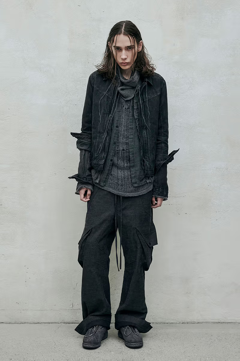 Picture of a model posing for Blackmerle at Milan Fashion Week Men’s FW24