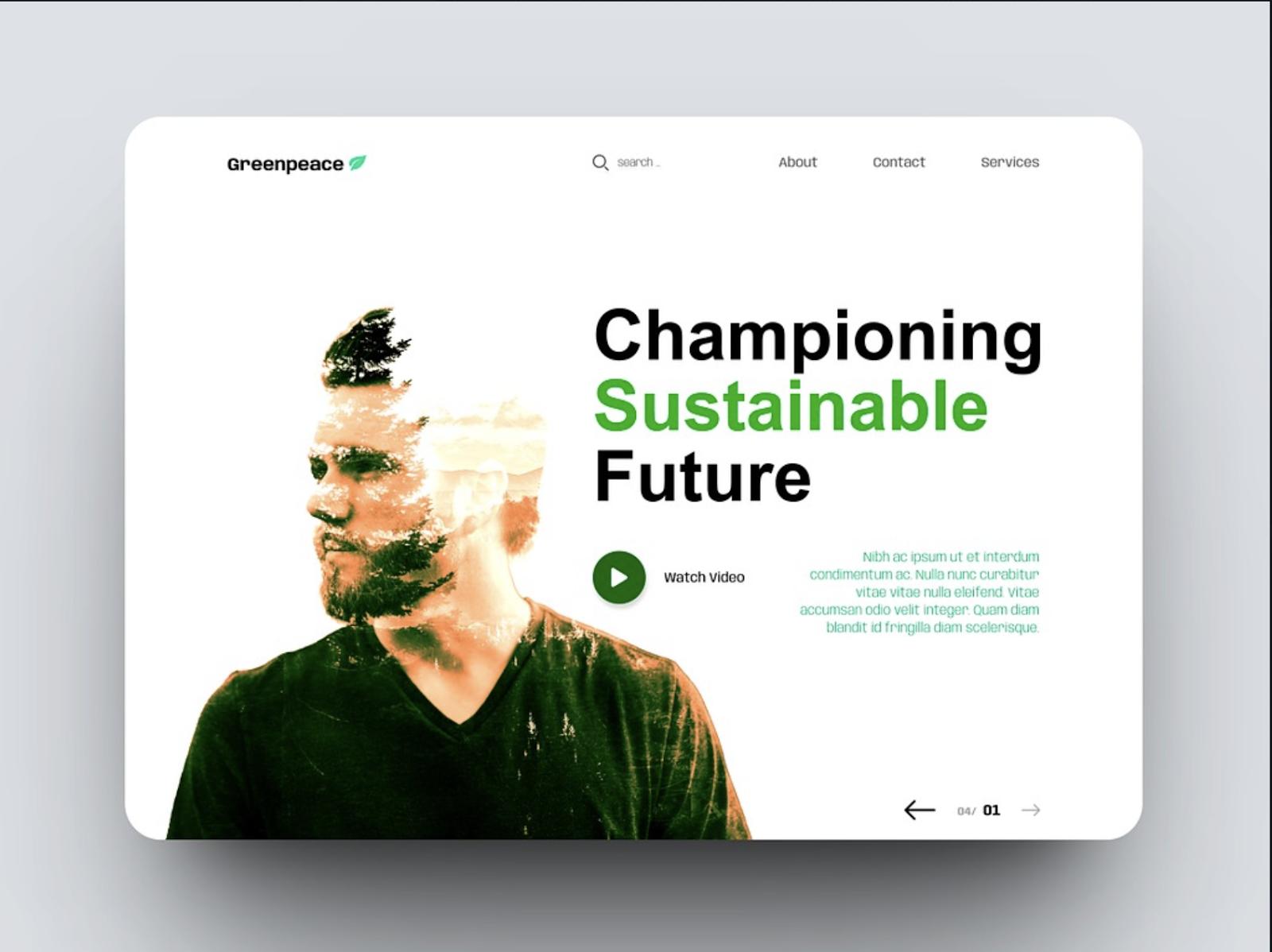 Voorbeeld Greenpeace webdesign trends 2024: duurzaam en milieuvriendelijk design. 