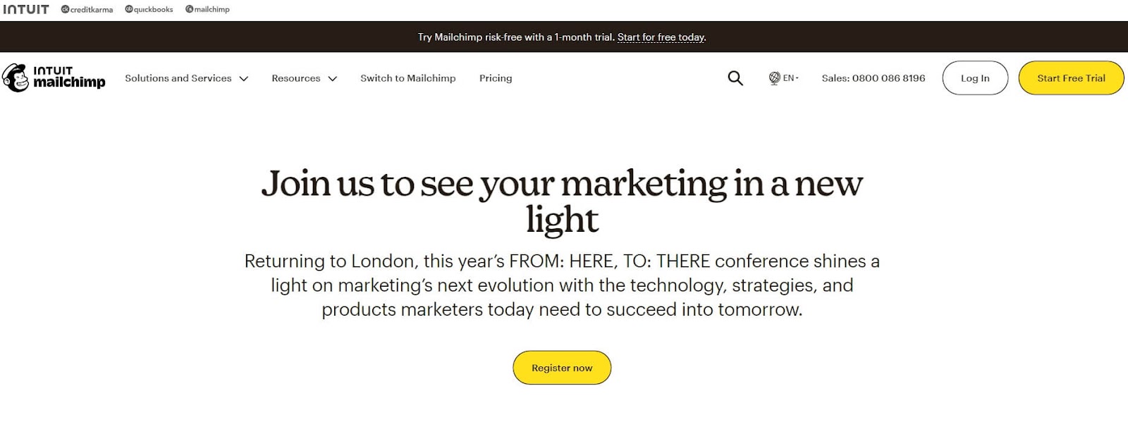 Mailchimp Homepage screenshot