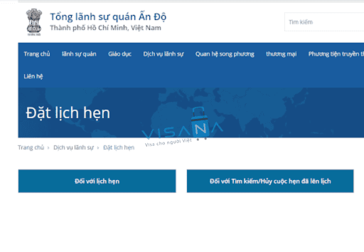 đặt lịch hẹn trực tuyến xin visa ấn độ visana