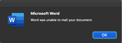 Word was unable to mail your document page