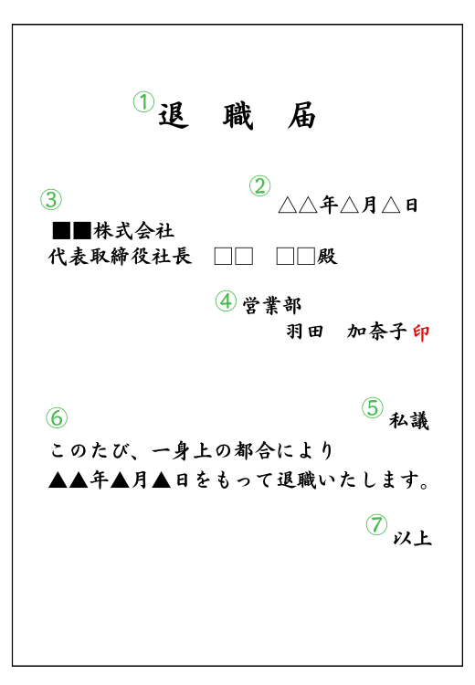 退職届の横書きの書き方