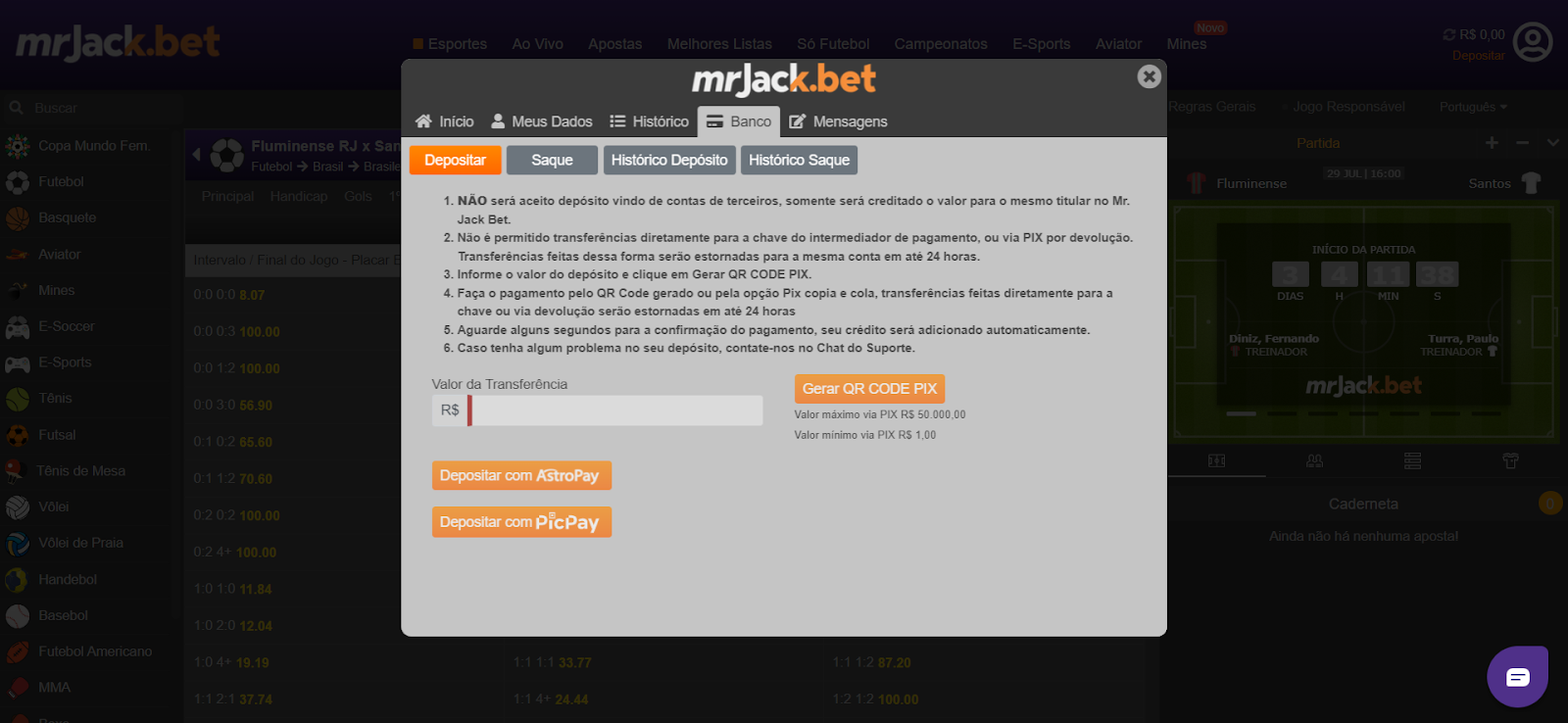 depositar na mr jack bet