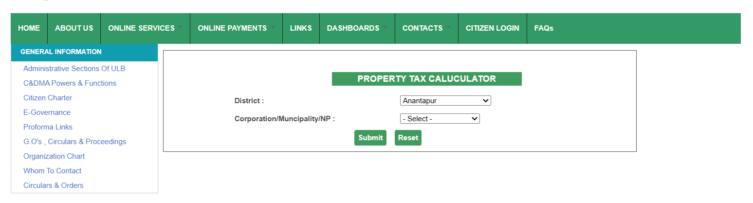 anantapur property tax