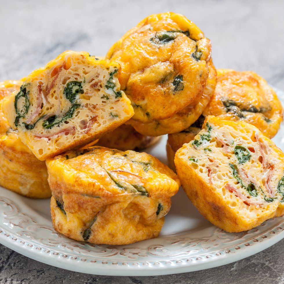 high protein breakfast egg muffins with spinach and bacon