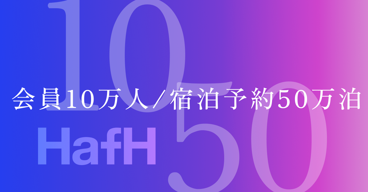 旅のサブスク「HafH」、会員10万人 / 宿泊予約50万泊を突破。4月24日