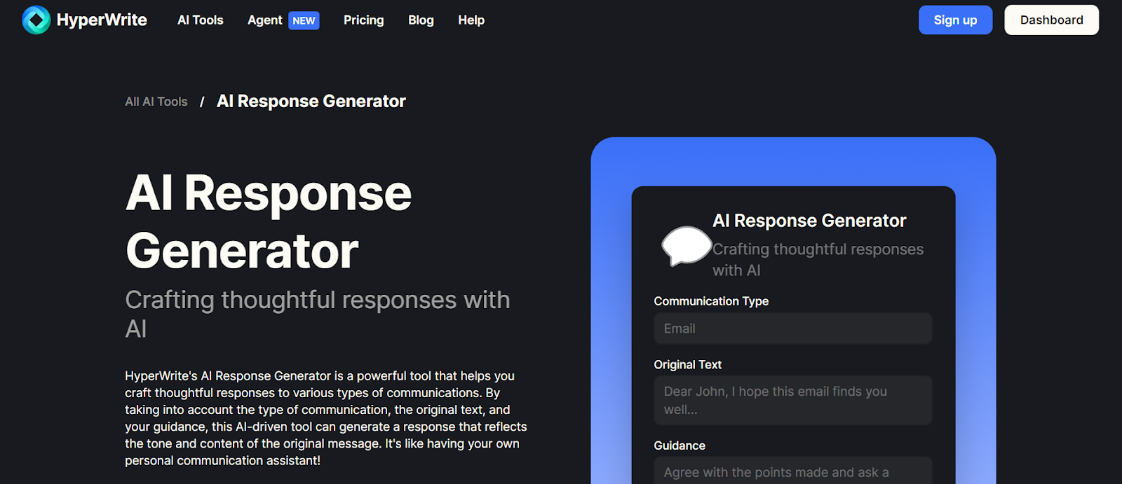 HyperWrite's AI Response Generator