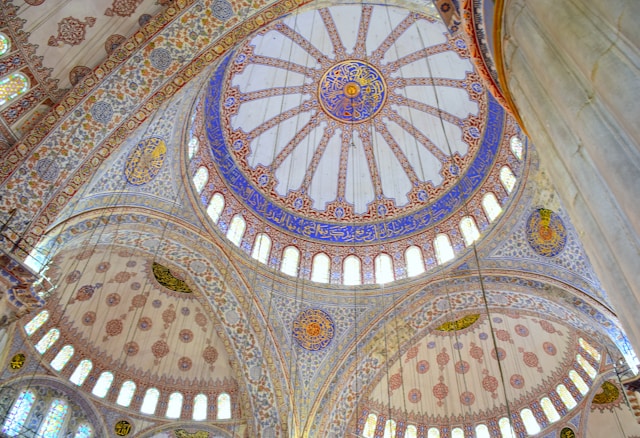 Several domes held up by pedentives in a Byzantine era church