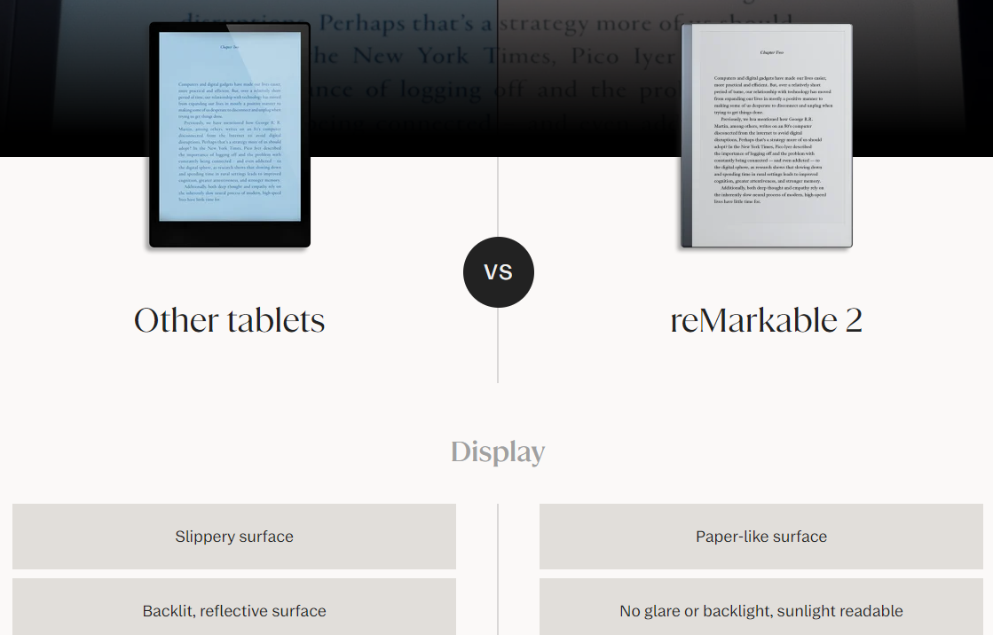 How reMarkable 2 is different from competitors?