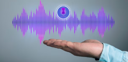 audio track and microphone icon man holding in his hand