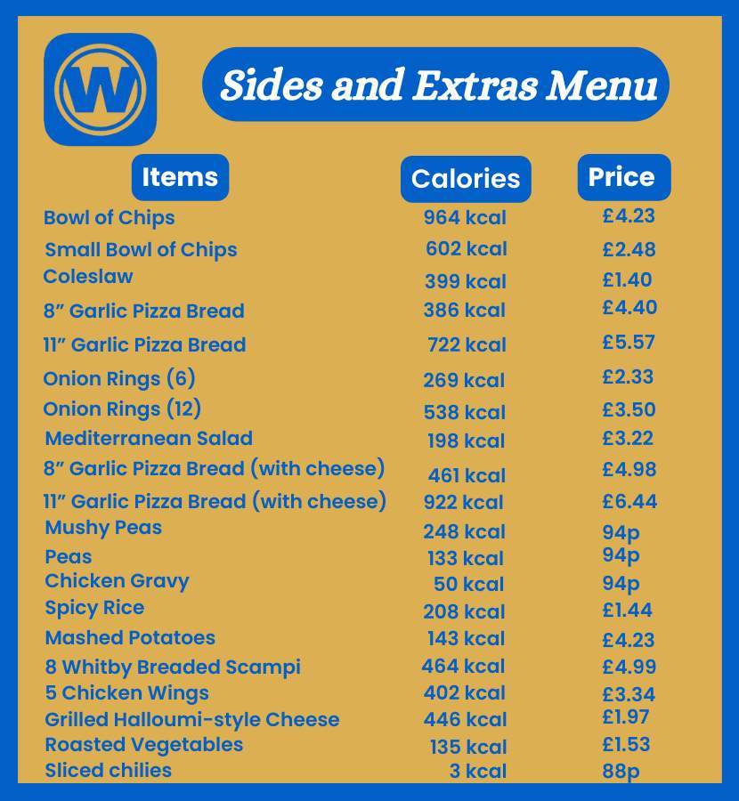 Wetherspoon Sides and Extras