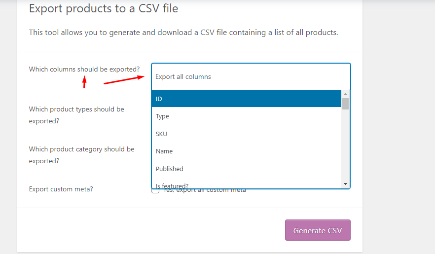 column filtering