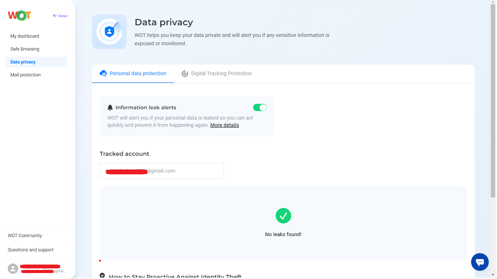 complete data privacy with WOT's data protection tool on Chrome Extension