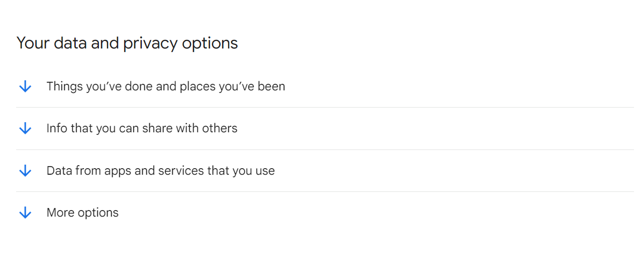 Google data and privacy options