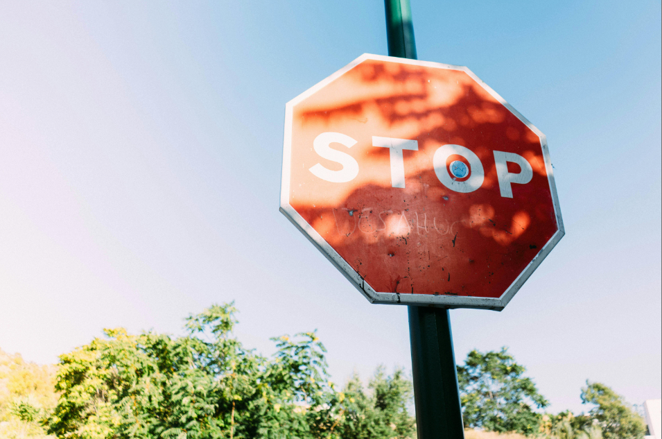 A close-up picture of a red stop sign