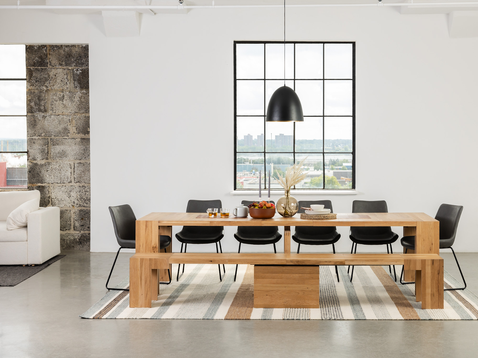 Dining Room With Chairs and Bench